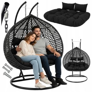 FOTEL WISZĄCY KOKON OGRODOWY DWUOSOBOWY DUŻY BUJANY HUŚTAWKA KOSZ DO OGRODU